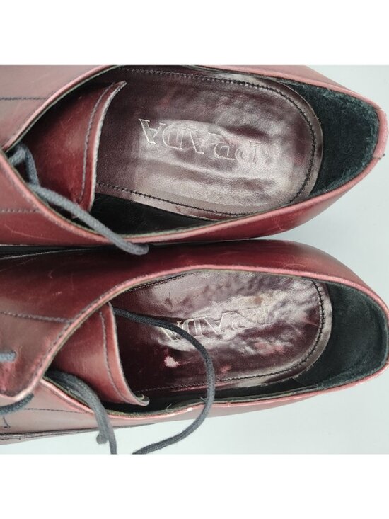 Prada Milano Made in Italy Burgundy Leather Round-Toe Derby Shoes (Mens 10.5) main image 5